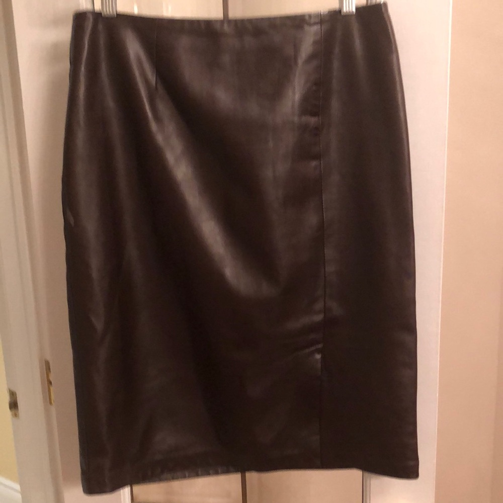 Danier Chocolate Brown Leather Skirt